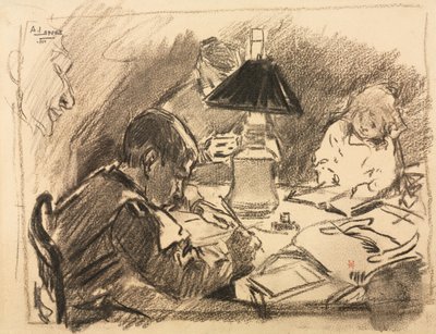 A lámpa körül, 1888. alkotó: Auguste Louis Lepère