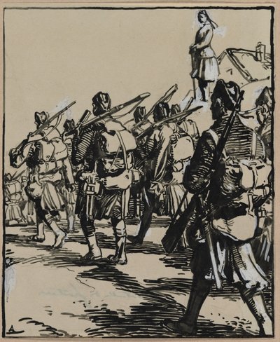 Határok csata: Brit katonák csoportja alkotó: Auguste Louis Lepère