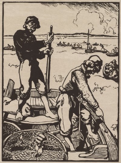 Garnélarák horgászata. alkotó: Auguste Louis Lepère