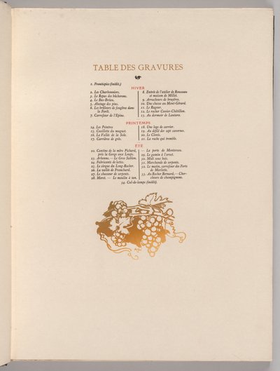 Fontainebleau-erdő: Szőlő, Cul-de-lampe Metszettáblázat La Forêt de Fontainebleau..., 1908 alkotó: Auguste Louis Lepère