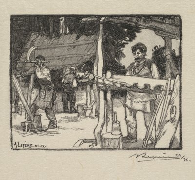 Fontainebleau-erdő: La Forêt de Fontainebleau lécek gyártója: Le Manufacturer de lattes, 189 alkotó: Auguste Louis Lepère