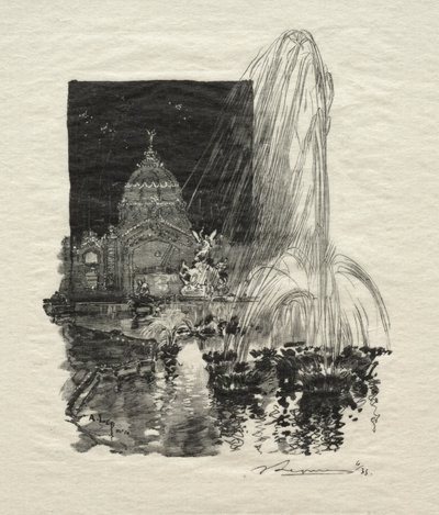 Világító szökőkutak. alkotó: Auguste Louis Lepère