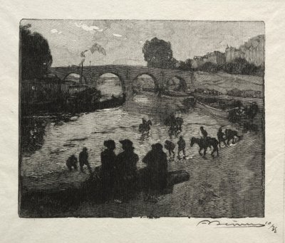 A Pont Marie ivóvályú. alkotó: Auguste Louis Lepère