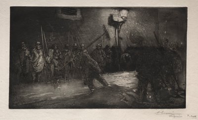 Az éjszaka seprőinek hívása, 1890. alkotó: Auguste Louis Lepère