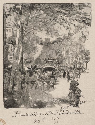 A Boulevard Vaudeville közelében alkotó: Auguste Louis Lepère
