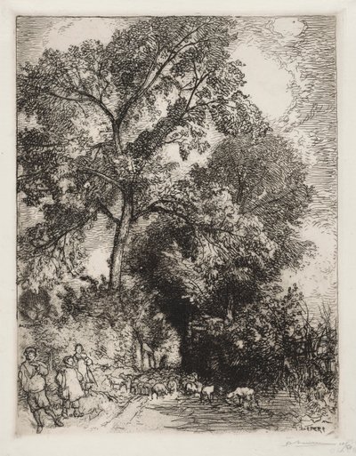 A csorda visszatérése, Crèvecoeur alkotó: Auguste Louis Lepère