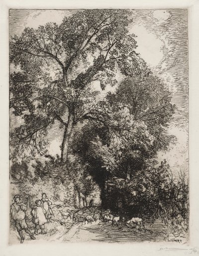 A csorda visszatérése, Crèvecoeur, 1913. alkotó: Auguste Louis Lepère