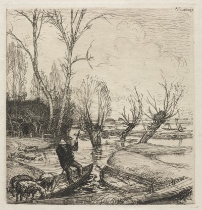 [Ember egy csónakban három báránnyal] alkotó: Auguste Louis Lepère