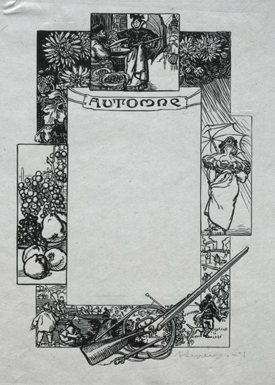 Párizsi Almanach, 1897: Díszítő szegély, 1897. ősz. alkotó: Auguste Louis Lepère