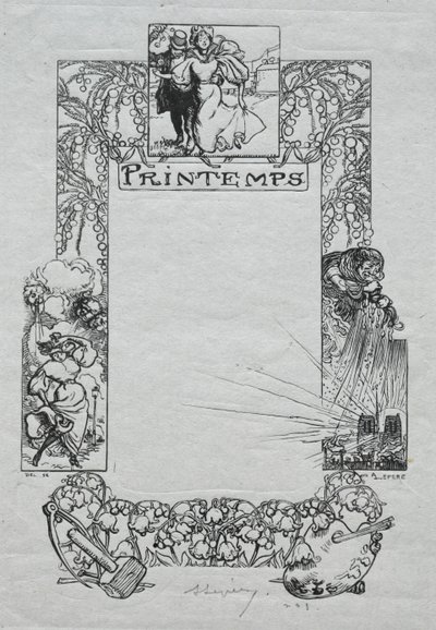 Párizsi Almanach, 1897: Díszítő szegély, 1897. tavasz. alkotó: Auguste Louis Lepère