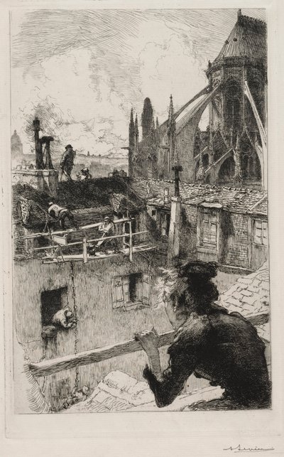 A háztetőkön a Notre Dame közelében alkotó: Auguste Louis Lepère