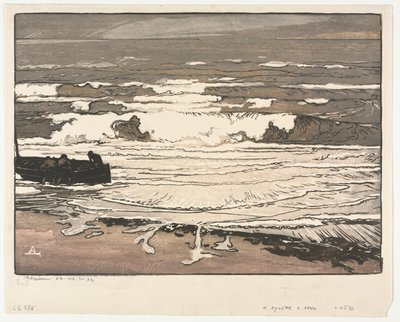 The Breaking Waves, 1901. szeptemberi árapály, 1901. alkotó: Auguste Louis Lepère