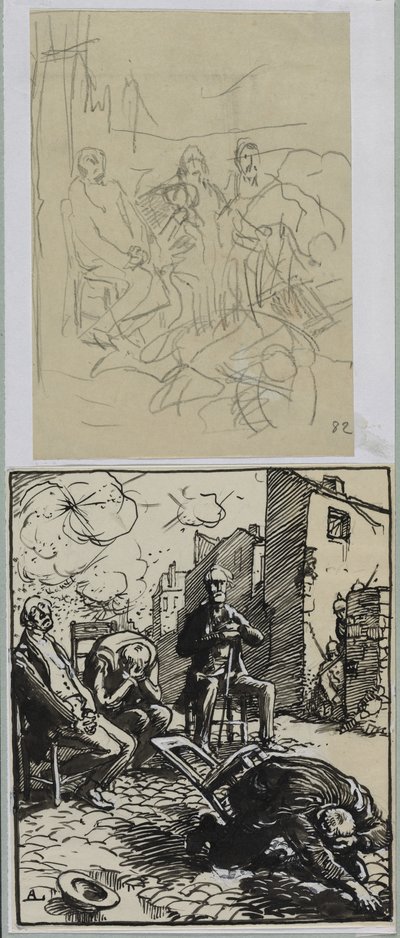 Három ülő túsz, 1914. alkotó: Auguste Louis Lepère