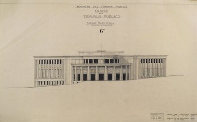 Projekt a Musee des Travaux Publiques számára, homlokzat, Place d
