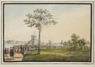 A hullámvasút a Krestovsky-szigeten - Auguste Poireau (1780-1844). Akvarell papíron alkotó: Auguste Poireau