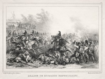 Album 1833-hoz: Republikánus huszárok vádja alkotó: Auguste Raffet