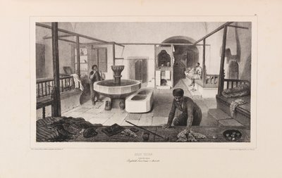 Tatár fürdő, pihenő. Anatole de Demidoff Voyage dans la Russie című művéből, 1837. alkotó: Auguste Raffet