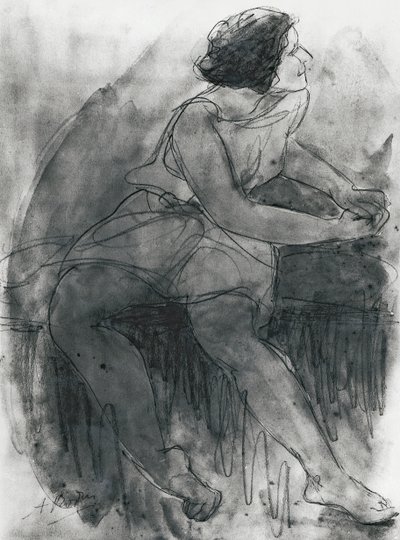 Isadora Duncan (1878-1927) (ceruza és mosás papíron) alkotó: Auguste Rodin