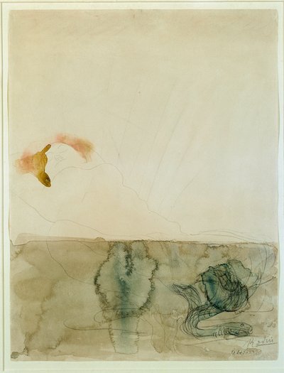 Akt kígyóval (akvarell és ceruza alkotó: Auguste Rodin