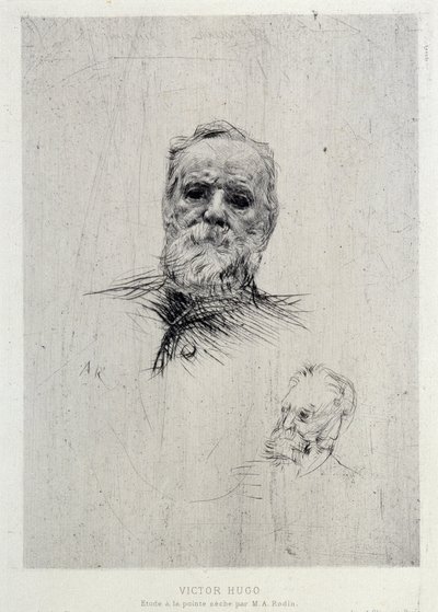 Victor Hugo (1802-1885) portréja, illusztráció a The Gazettes de beaux Arts-ból alkotó: Auguste Rodin