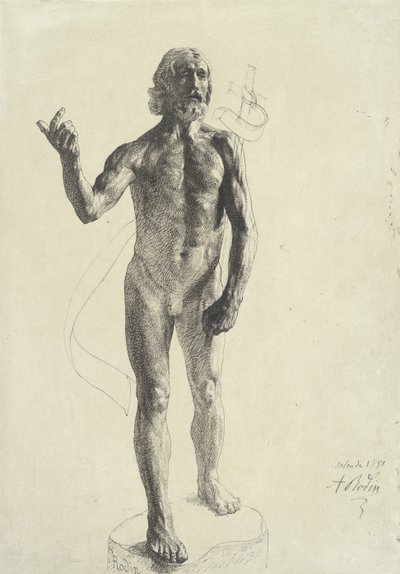 Keresztelő Szent János, 1880 (fekete tinta grafittal a papíron) alkotó: Auguste Rodin