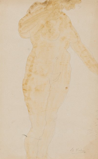 Álló női akt, kinyújtott bal kar alkotó: Auguste Rodin