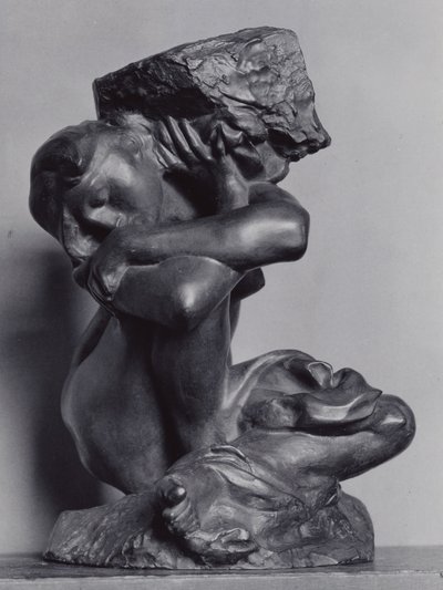 A bukott karyatida, aki a kövét hordozza alkotó: Auguste Rodin