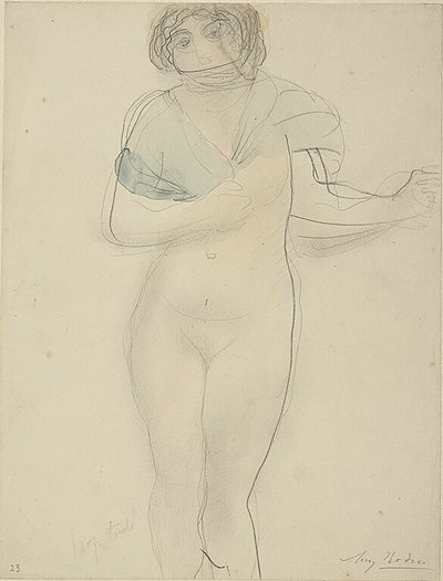 Nő kendővel alkotó: Auguste Rodin