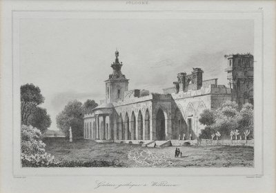 Kilátás a gótikus galériára a Wilanów-palotában, 1840 alkotó: Augustin François Lemaiand#770tre