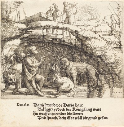 Daniel az Oroszlánok barlangjában alkotó: Augustin Hirschvogel