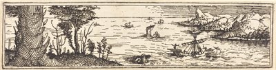 Táj tóval és vitorlás hajókkal, 1545. alkotó: Augustin Hirschvogel