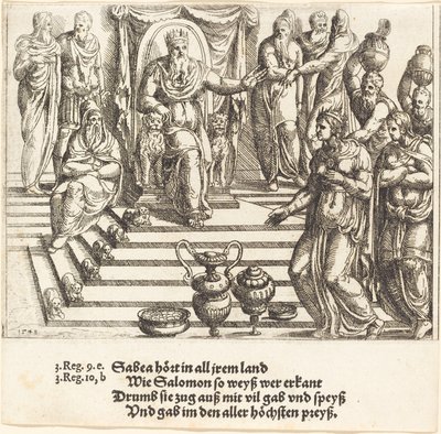 Sába királynője Salamon látogatása, 1548. alkotó: Augustin Hirschvogel