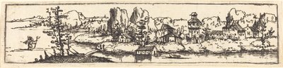 Folyói táj Szent Kristófral. alkotó: Augustin Hirschvogel