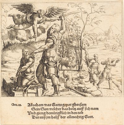 Izsák áldozata alkotó: Augustin Hirschvogel
