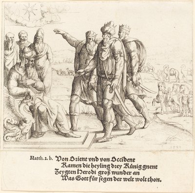 A három királyok elmondják Heródesnek Krisztus születését alkotó: Augustin Hirschvogel