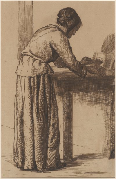 öregasszony dolgozik alkotó: Augustin Théodule Ribot