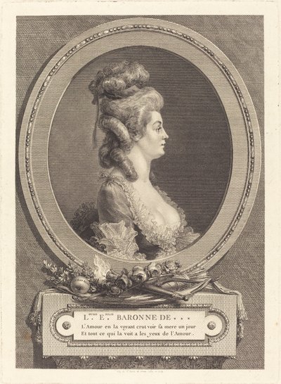 Louise Emilie *** bárónője alkotó: Augustin de Saint Aubin