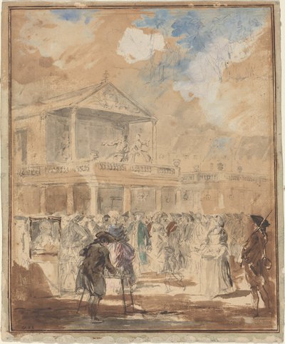 Felvonulás (színházi felvonulás Párizsban) alkotó: Augustin de Saint Aubin