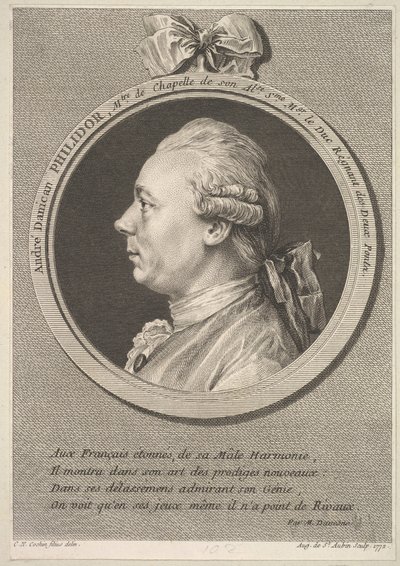 André Danican Philidor portréja, 1772. alkotó: Augustin de Saint Aubin