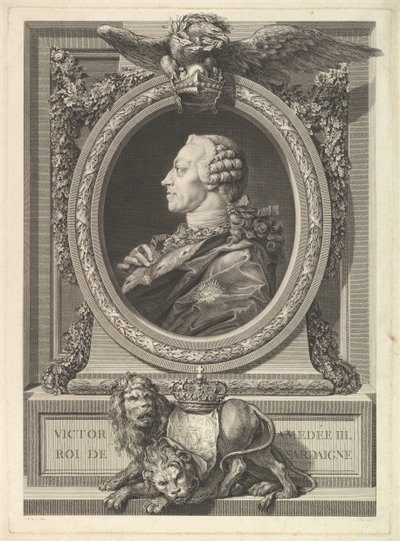 III. Viktor Amadeus, Szardínia királyának portréja, 1777. alkotó: Augustin de Saint Aubin