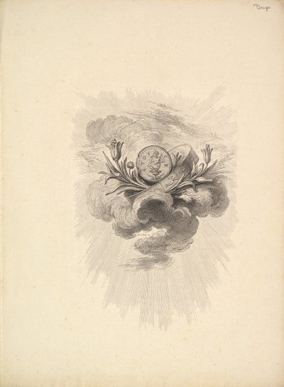 Matrica Harpocrate és Lótuszvirágokat ábrázoló éremmel, I. kötet, 12. oldal, D..., 1778-80. alkotó: Augustin de Saint Aubin