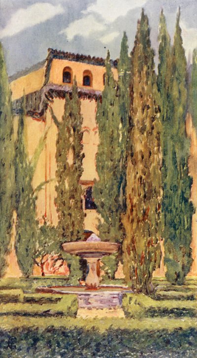 Lindaraxa udvara, Alhambra (színes litográfia) alkotó: Augustine Fitzgerald