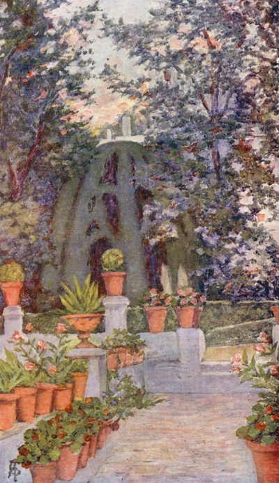 A Generalife kertjében, Granada (színes litográfia) alkotó: Augustine Fitzgerald