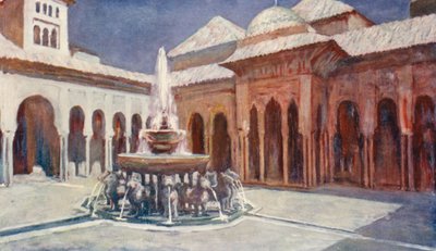 Az oroszlánok udvara, Alhambra (színes litográfia) alkotó: Augustine Fitzgerald