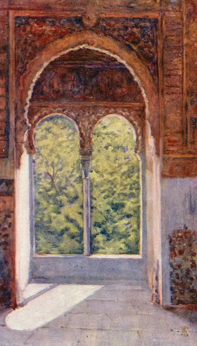 A fogolytorony ablaka, Alhambra (színes litográfia) alkotó: Augustine Fitzgerald