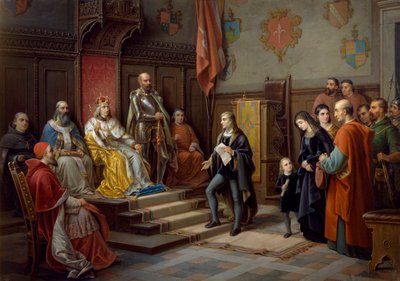 III. Frigyes, Raffaele Zovenzoni trieszti költő kényszerítette a törökök elleni felvonulásra, Augusto Tominz (1818-1883) festménye alkotó: Augusto Tominz