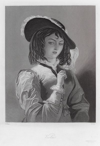 Viola, a Tizenkettedik éjszaka egyik szereplője (metszet) alkotó: Augustus (after) Egg