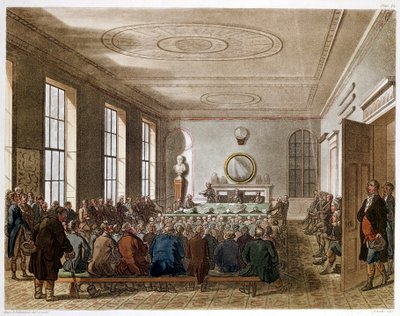 A Mezőgazdasági Társaság ülése, London, 1808-1810 alkotó: Augustus Charles Pugin, Thomas Rowlandson