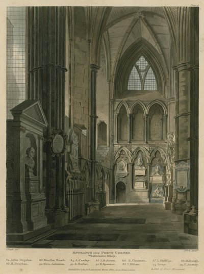 Bejárat a Poets Cornerbe, Westminster Apátság, London alkotó: Augustus Charles Pugin
