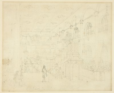 Tanulmány a Philanthropic Society Chapel számára, a londoni Microcosmtól alkotó: Augustus Charles Pugin
